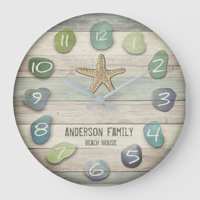 Grande Horloge Ronde Bois de rivière de verre de mer (Recto)