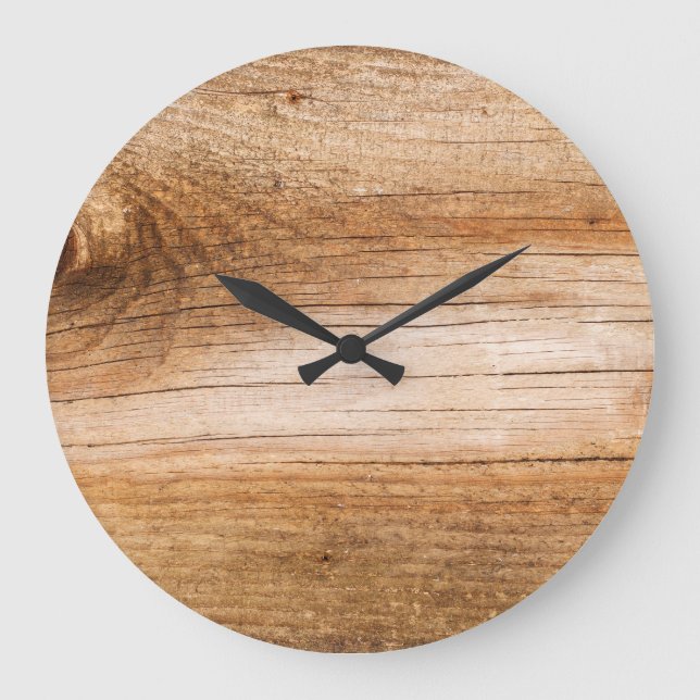 Grande Horloge Ronde Bois de sapin naturel : surface texturée (Recto)