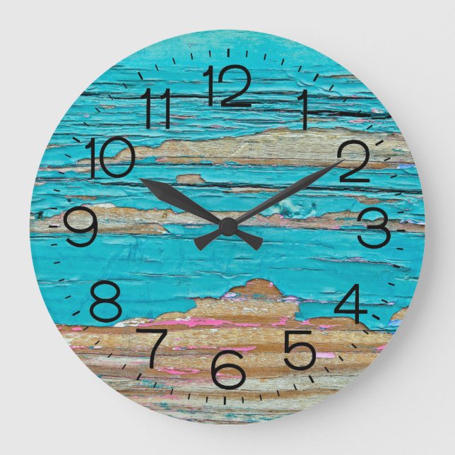 Grande Horloge Ronde Bois de Shabby Chic (Recto)