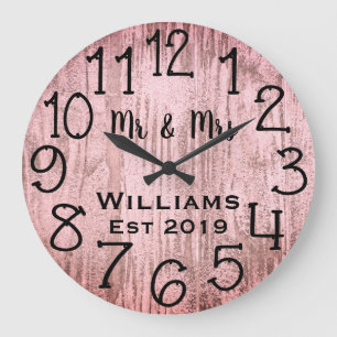 Grande Horloge Ronde Bois gris personnalisé rustique sur mesure