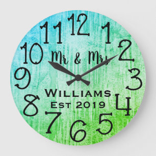 Grande Horloge Ronde Bois gris personnalisé rustique sur mesure