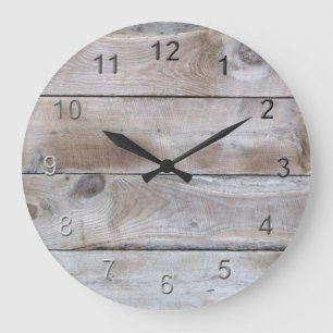 Grande Horloge Ronde Bois patiné