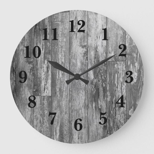 Grande Horloge Ronde Bois Patiné rustique (Recto)