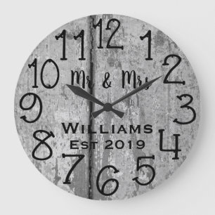 Grande Horloge Ronde Bois Personnalisé Télè Distressed Teinte Turquoise