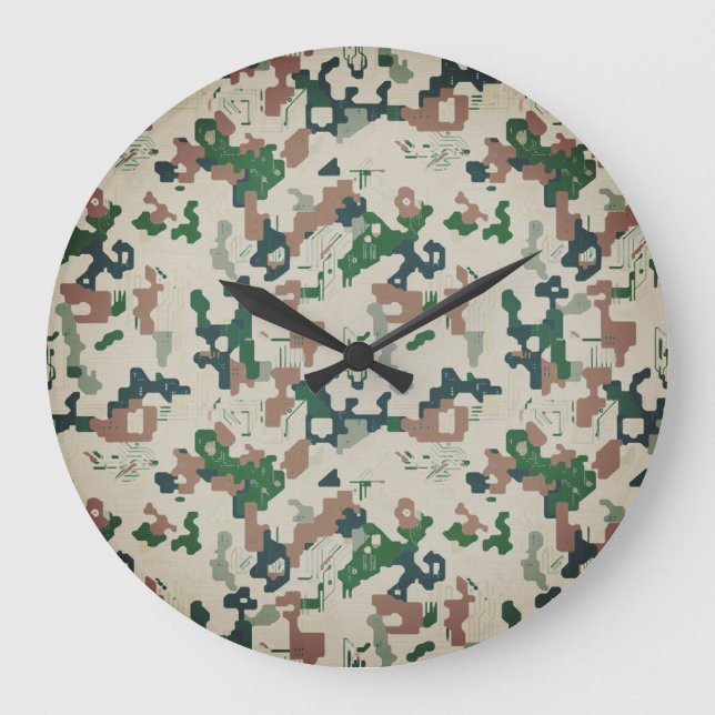 Grande Horloge Ronde Bois Pixel Earth  (Recto)