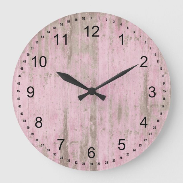 Grande Horloge Ronde Bois rose rustique (Recto)