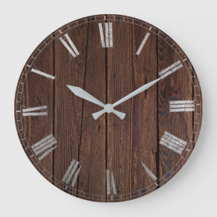 Grande Horloge Ronde bois rustique