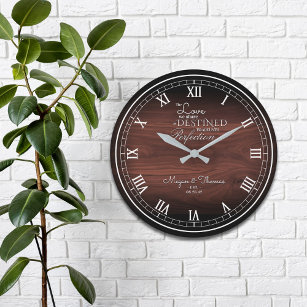 Grande Horloge Ronde Bois rustique Anniversaire personnalisé Grande hor