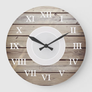 Grande Horloge Ronde Bois rustique de plage