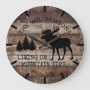 Grande Horloge Ronde Bois rustique en détresse Vivre sur le temps de la