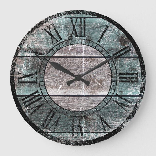 Grande Horloge Ronde Bois rustique (vert) (Recto)