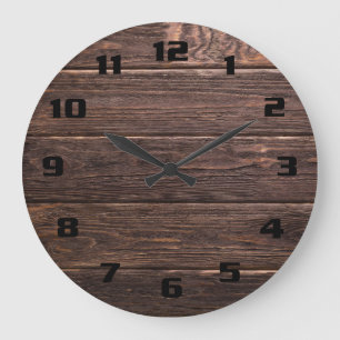Grande Horloge Ronde Bois sombre patiné rustique authentique magnifique