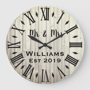 Grande Horloge Ronde Bois Vintage Rustique Personnalisé Personnalisé La
