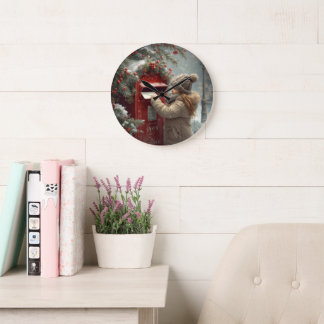 Grande Horloge Ronde Boîte aux lettres de Noël charmant décor hivernal