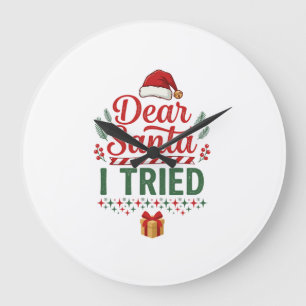 Grande Horloge Ronde Boîte de Présent Chapeau de Noël Dear Santa
