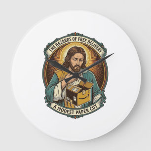 Grande Horloge Ronde Boîte en carton Jésus Papier Coupé Doigt Douleur H