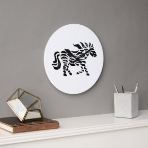 Grande Horloge Ronde Boîtier Abstrait de cheval de course