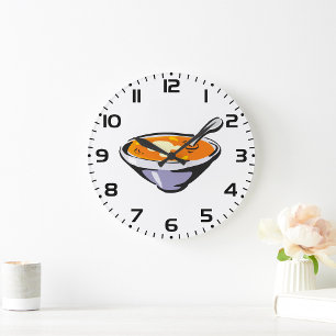 Grande Horloge Ronde Bol de soupe de tomates avec cuillère