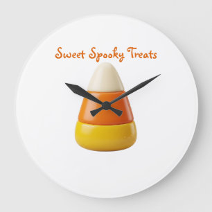 Grande Horloge Ronde Bonbons Cute Corn Halloween Douce Art Spooky