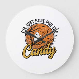 Grande Horloge Ronde Bonbons Halloween Fantôme Conception Vectorielle V
