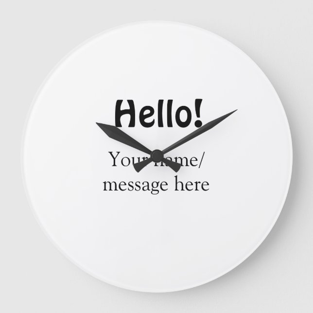 Grande Horloge Ronde Bonjour ajouter un message de nom simple minimum é (Recto)