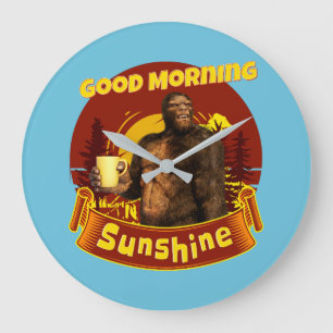 Grande Horloge Ronde Bonjour Soleil Bigfoot Café Humour Art
