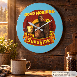 Grande Horloge Ronde Bonjour Soleil Bigfoot Café Humour Art