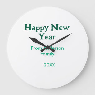 Grande Horloge Ronde Bonne année verte ajouter nom de famille année sim