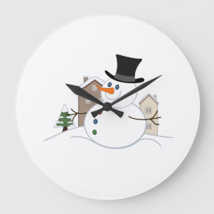 Grande Horloge Ronde Bonne illustration de Noël Snowman