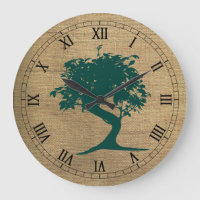 Bonsai sur l'horloge murale Burlap