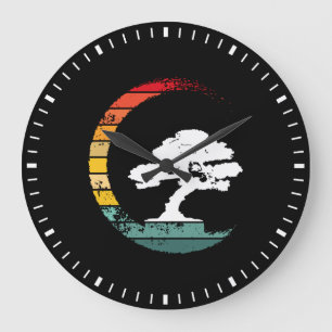 Grande Horloge Ronde Bonsai Tree Enso Circle Vintage Zen Calligraphy