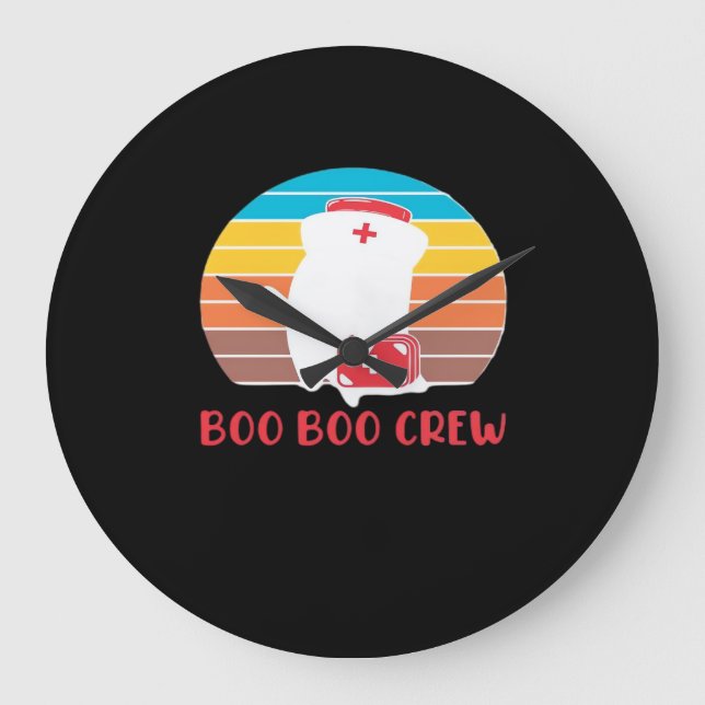 Grande Horloge Ronde Boo Boo Crew Nurse Funny Ghost Halloween Classique (Recto)