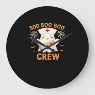 Grande Horloge Ronde Boo Crew Drôle Fantôme Éffrayant Halloween Infirmi