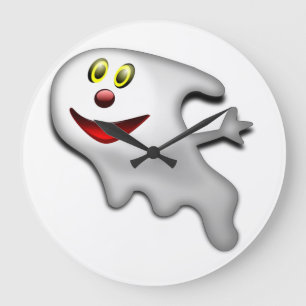 GRANDE HORLOGE RONDE  BOO ! HEUREUX HALLOWEEN GHOST