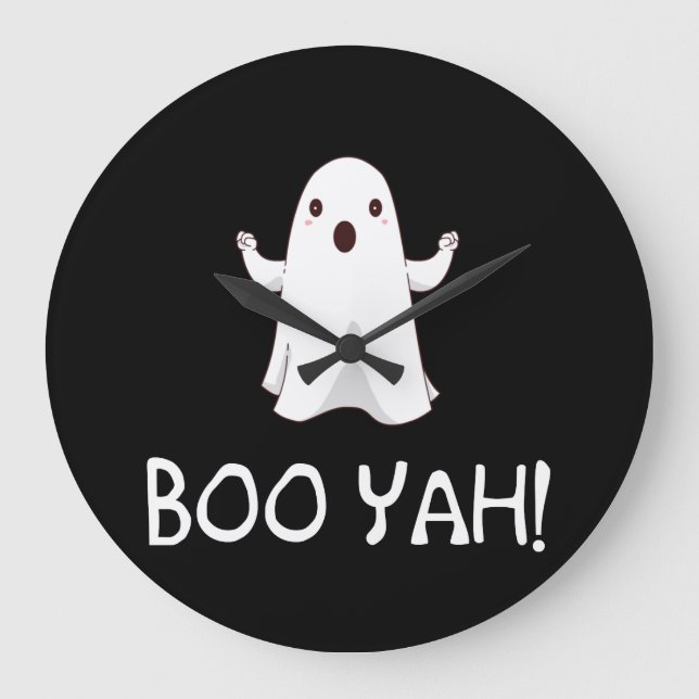Grande Horloge Ronde Boo Yah Funny Halloween Ghost (Recto)