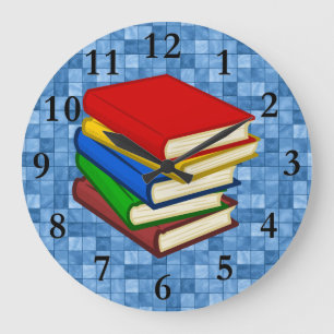 Grande Horloge Ronde BOOKS Stacked