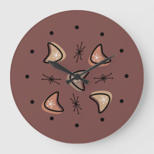 Grande Horloge Ronde Boomerangs du milieu du siècle Starbursts Earth To