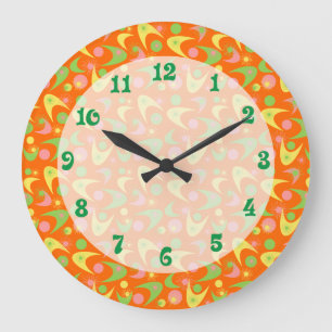 Grande Horloge Ronde Boomerangs rétro