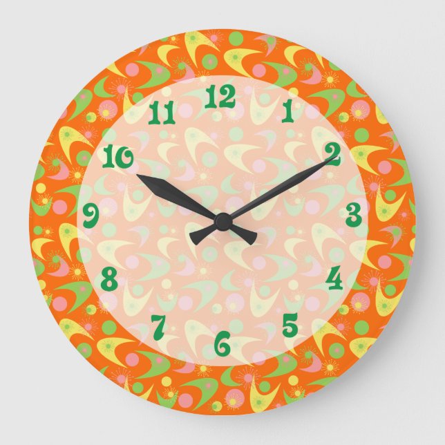 Grande Horloge Ronde Boomerangs rétro (Recto)