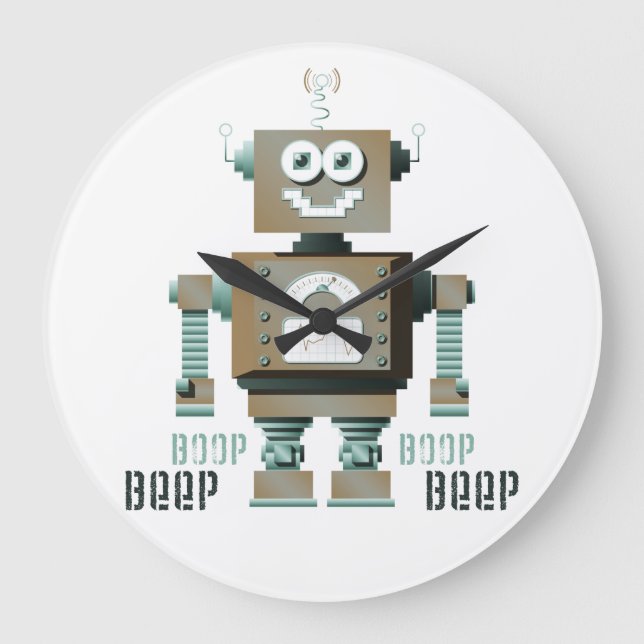Grande Horloge Ronde Boop Beep Toy Robot Wall Clock (lt) (Recto)