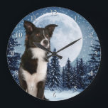 Grande Horloge Ronde Border Collie Clock<br><div class="desc">This Border Collie Clock est un gros poison pour les Border Collover.</div>