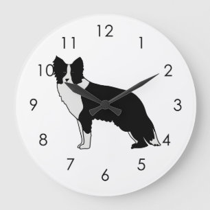 Grande Horloge Ronde Border Collie Dog Abstract