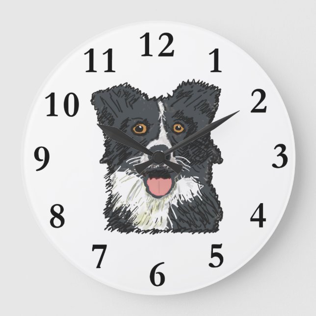 Grande Horloge Ronde Bordure Collie (Recto)