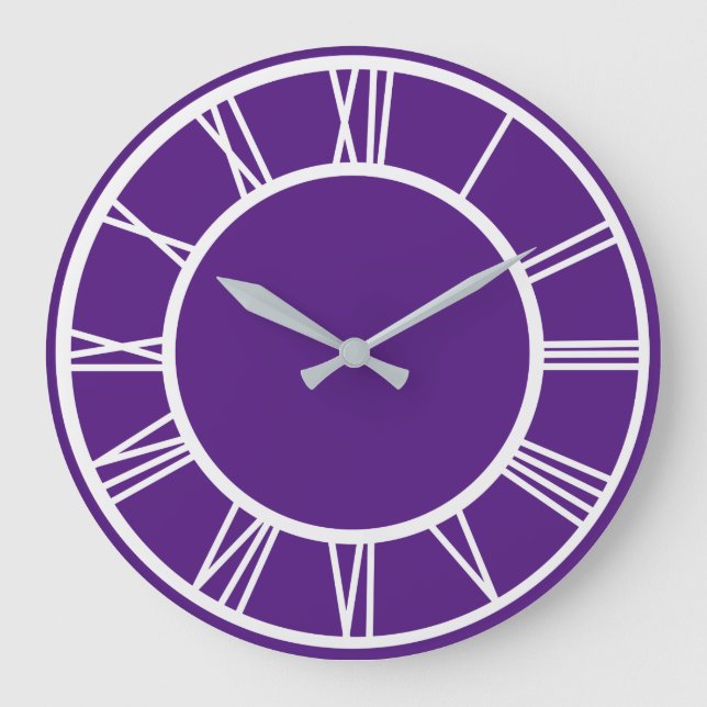 Grande Horloge Ronde Bordure de Motif de chiffres romains blancs Royal  (Recto)