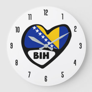 Grande Horloge Ronde Bosnie-Herzégovine Code du pays Coeur du drapeau