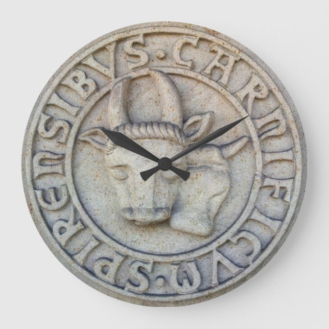 Grande Horloge Ronde Boucher médiéval Relief avec vache et taureau (Recto)