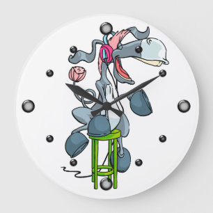 Grande Horloge Ronde Boucle murale de musique Donkey