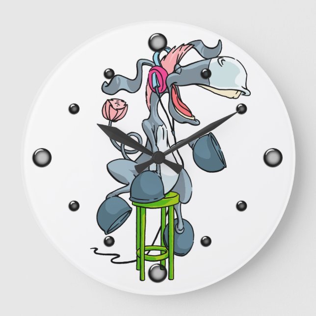 Grande Horloge Ronde Boucle murale de musique Donkey (Recto)