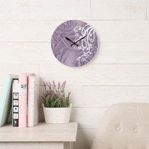 Grande Horloge Ronde Boucles au-dessus de pourpre avec en filigrane et