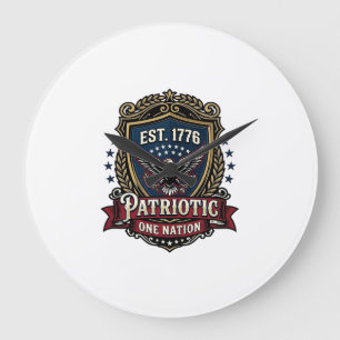 Grande Horloge Ronde Bouclier de bataille patriotique 1776 Sym inspiré